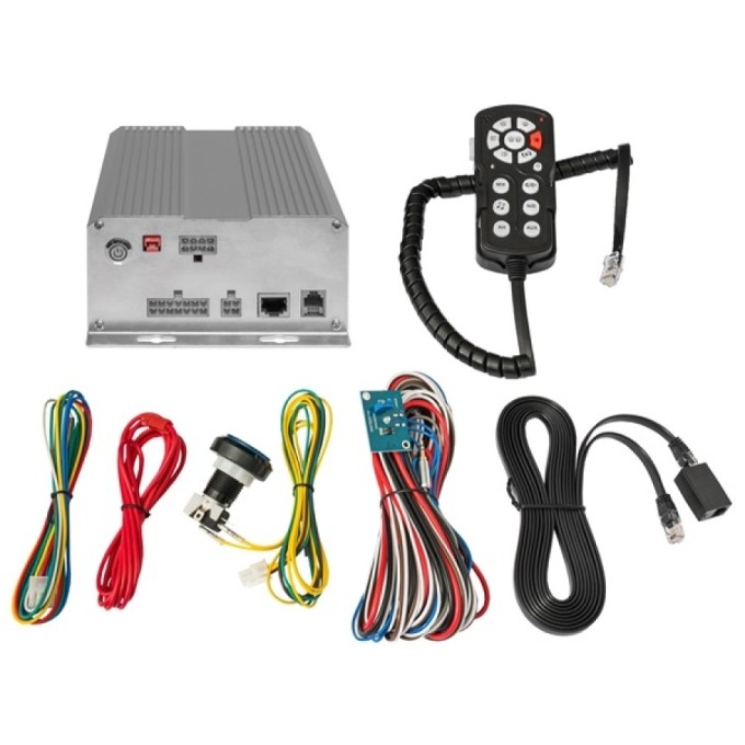 Rampa semnalizare optica si acustica cu lumina albastra cu 48 LED-uri, sirena si difuzor 100W - Lungime 150 cm